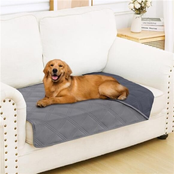 Waterproof Dog Bed Cover Blanket 30" x 53" Soft Reversible Pet Blanket Grey NEW - Picture 1 of 7